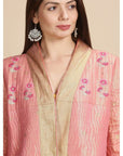 Pink Banarsi Zari Quilted Jacket - Charkha TalesPink Banarsi Zari Quilted Jacket