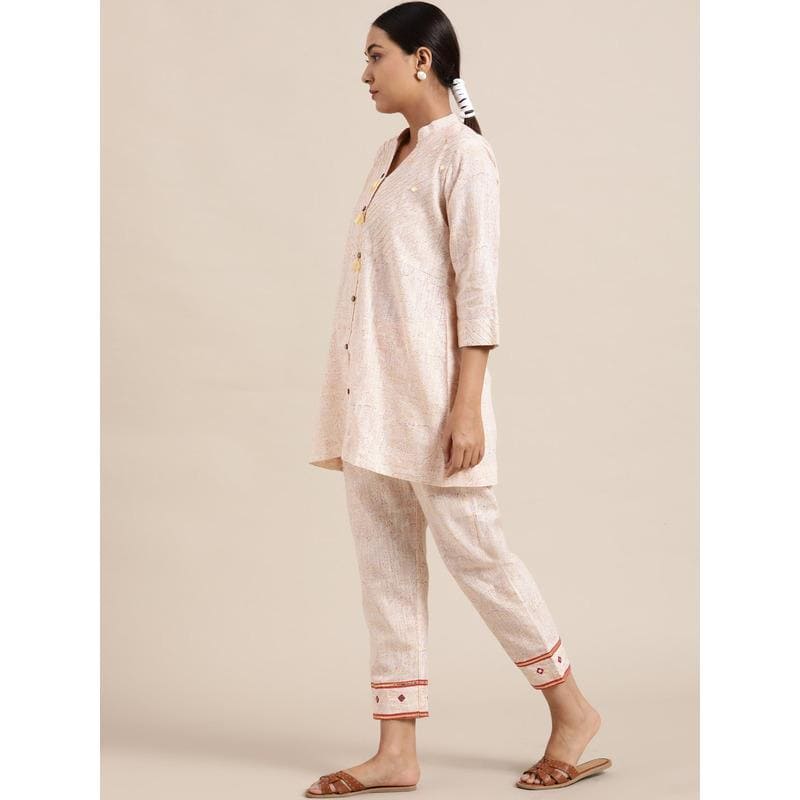 Pink Block Print Cotton Co-ord Set - Charkha TalesPink Block Print Cotton Co-ord Set
