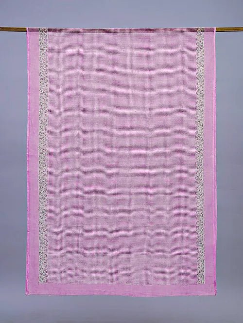 Pink Block Printed Kota Dupatta - Charkha TalesPink Block Printed Kota Dupatta