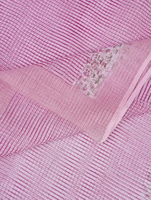 Pink Block Printed Kota Dupatta - Charkha TalesPink Block Printed Kota Dupatta