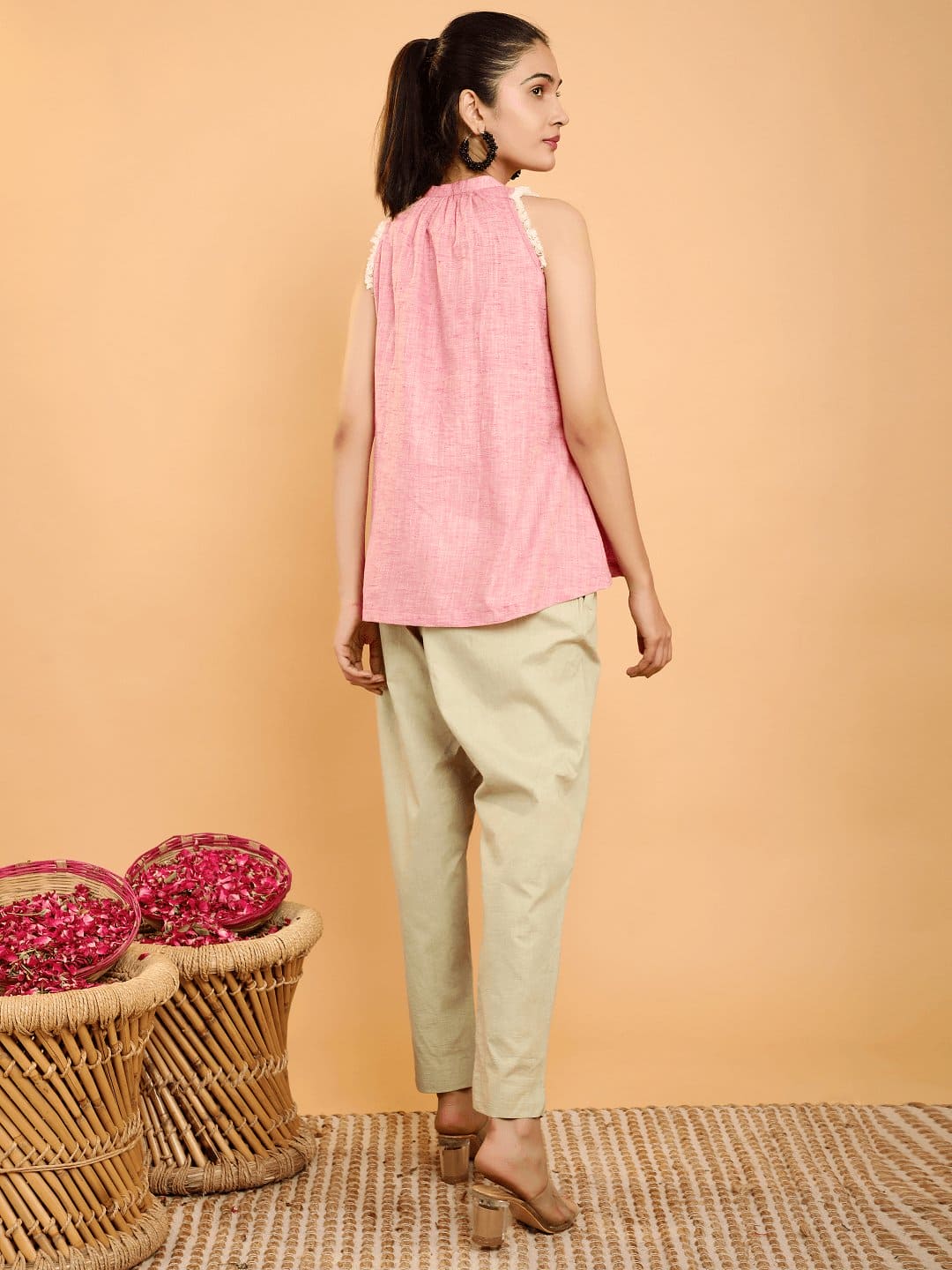 Pink Boho Chikankari Co-Ord Set - Charkha TalesPink Boho Chikankari Co-Ord Set