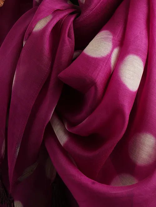 Pink Clamp Dye Chanderi Silk Stole - Charkha TalesPink Clamp Dye Chanderi Silk Stole