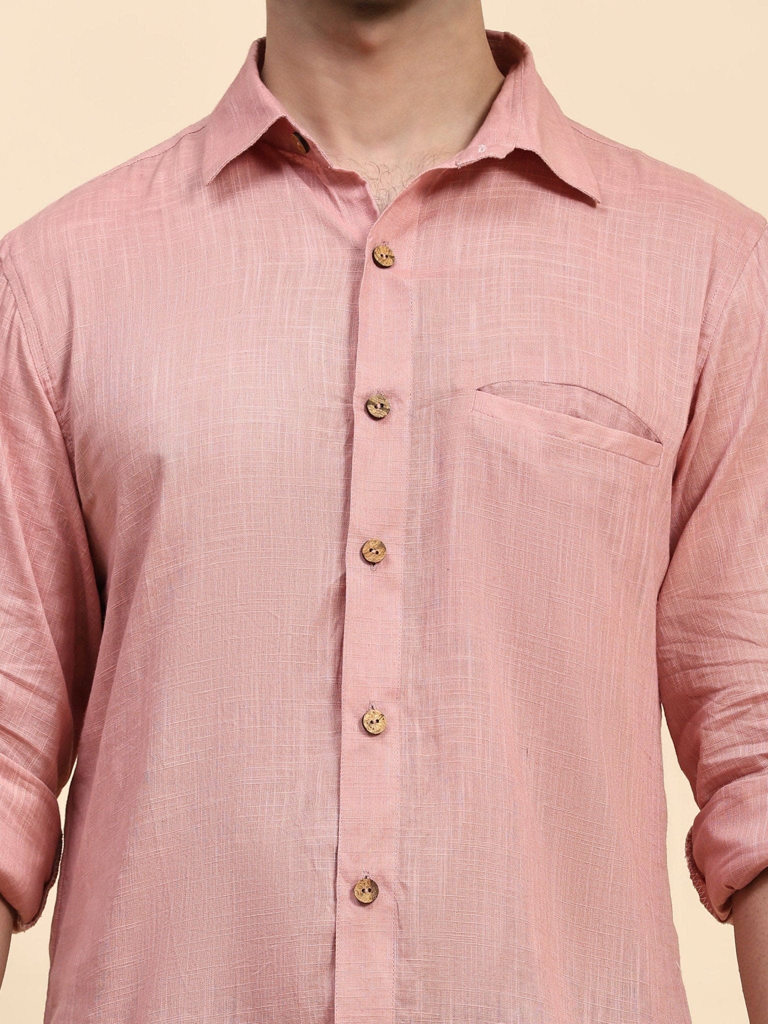 Pink Cotton Men Shirt - Charkha TalesPink Cotton Men Shirt