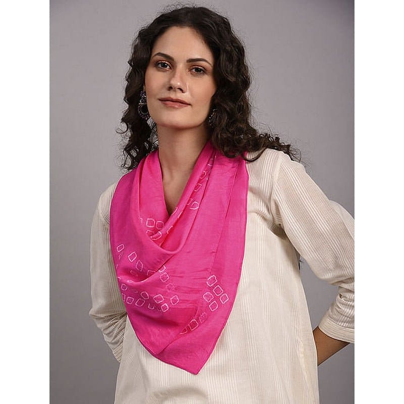 Pink Hand Dyed Silk Scarf - Charkha TalesPink Hand Dyed Silk Scarf