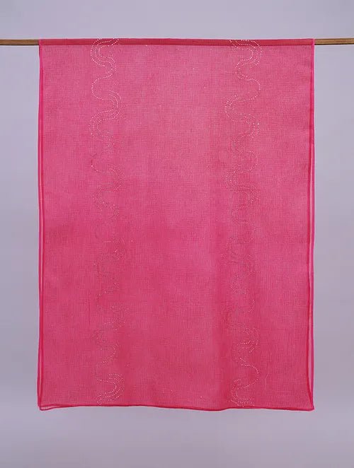 Pink Mukaish Kota Dupatta - Charkha TalesPink Mukaish Kota Dupatta