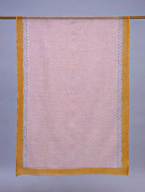 Pink-Orange Block Printed Kota Dupatta - Charkha TalesPink-Orange Block Printed Kota Dupatta