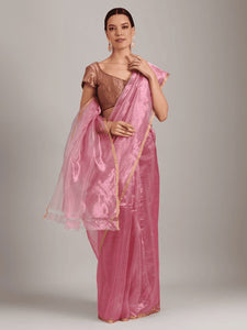 Silk Chanderi Saree - Pink