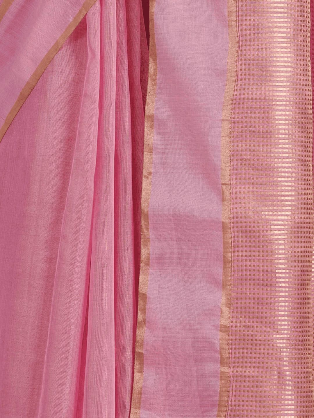 Pink Silk Chanderi Saree - Charkha TalesPink Silk Chanderi Saree