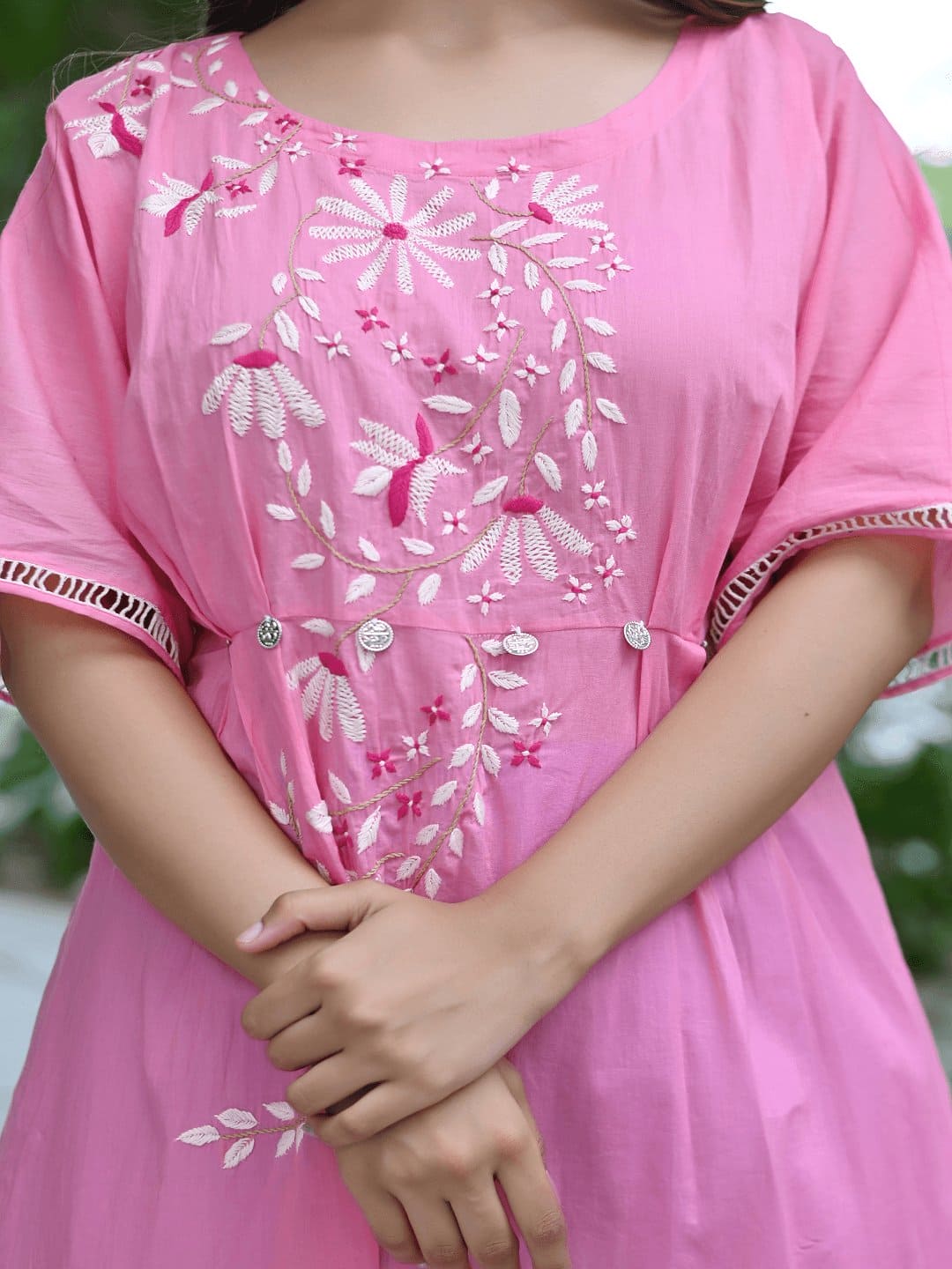 Pink Utasv Chikankari Handkerchief Dress - Charkha TalesPink Utasv Chikankari Handkerchief Dress