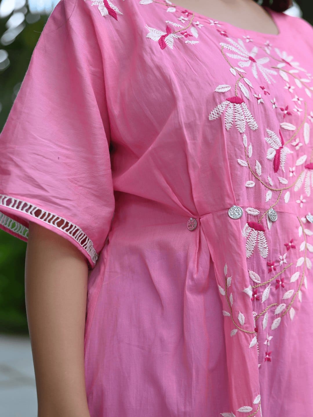 Pink Utasv Chikankari Handkerchief Dress - Charkha TalesPink Utasv Chikankari Handkerchief Dress