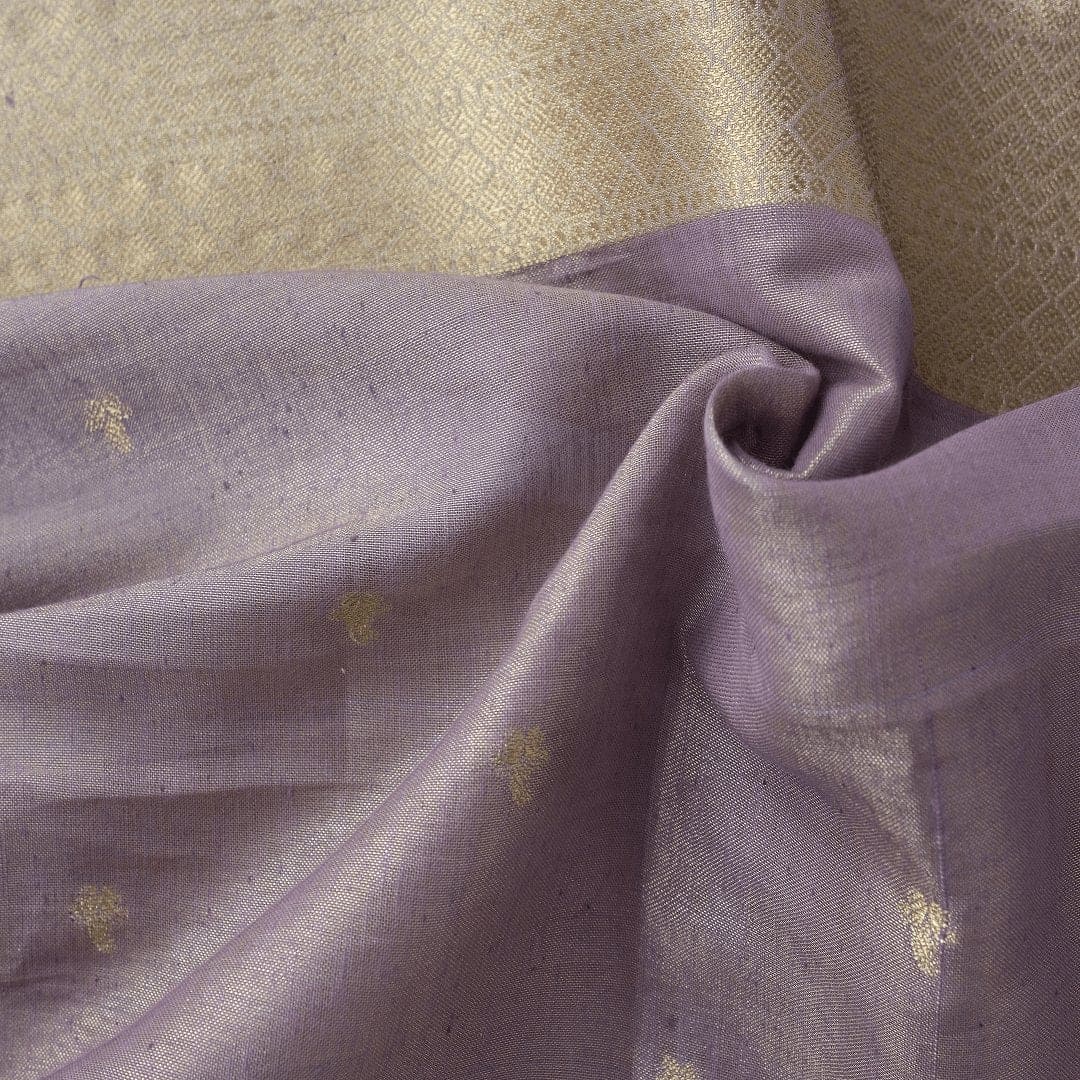Purple Banarsi Butte Silk Fabric - Charkha TalesPurple Banarsi Butte Silk Fabric