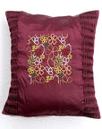 Purple Beaded Cushion Cover - Charkha TalesPurple Beaded Cushion Cover