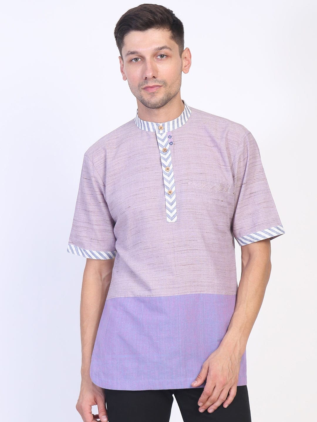 Purple Classic Men Cotton Kurta - Charkha TalesPurple Classic Men Cotton Kurta