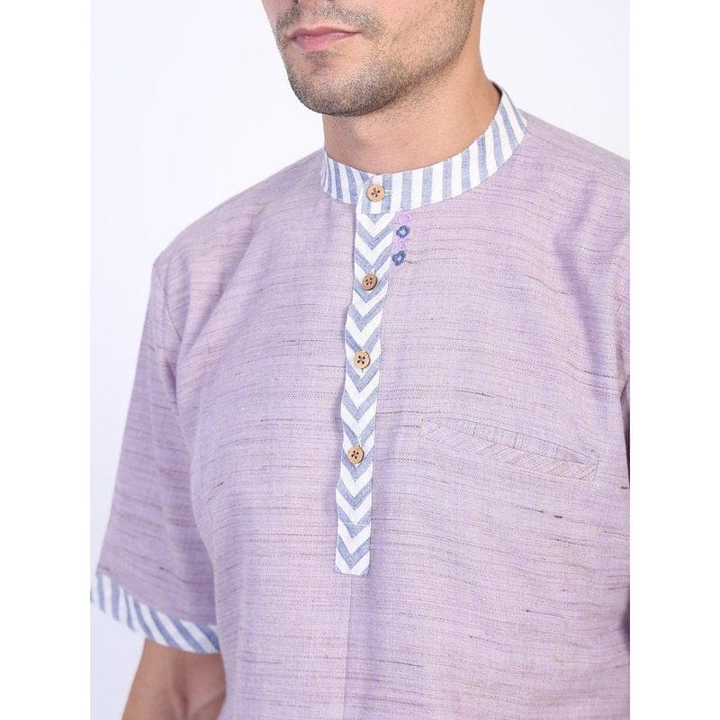 Purple Classic Men Cotton Kurta - Charkha TalesPurple Classic Men Cotton Kurta