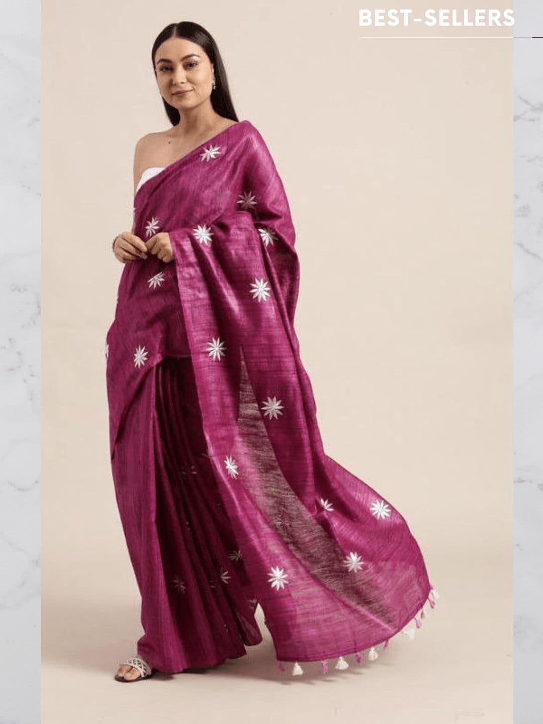 Purple Embroidered Ghiccha Silk Saree - Charkha TalesPurple Embroidered Ghiccha Silk Saree