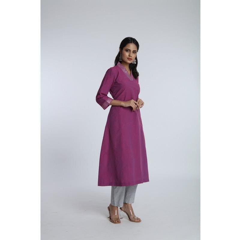 Purple Gotta Work Kurta Set - Charkha TalesPurple Gotta Work Kurta Set