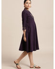Purple Khadi Block Print Dress - Charkha TalesPurple Khadi Block Print Dress