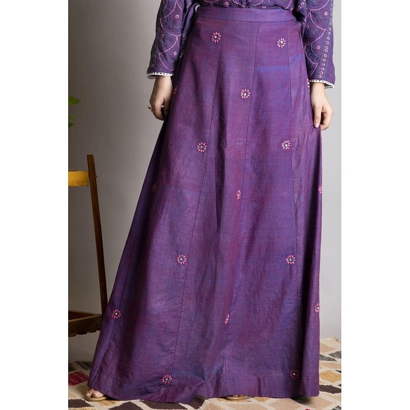 Purple Khadi Chikankari Top Set - Charkha TalesPurple Khadi Chikankari Top Set