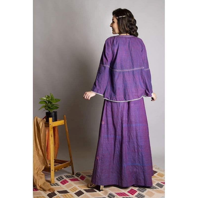 Purple Khadi Chikankari Top Set - Charkha TalesPurple Khadi Chikankari Top Set
