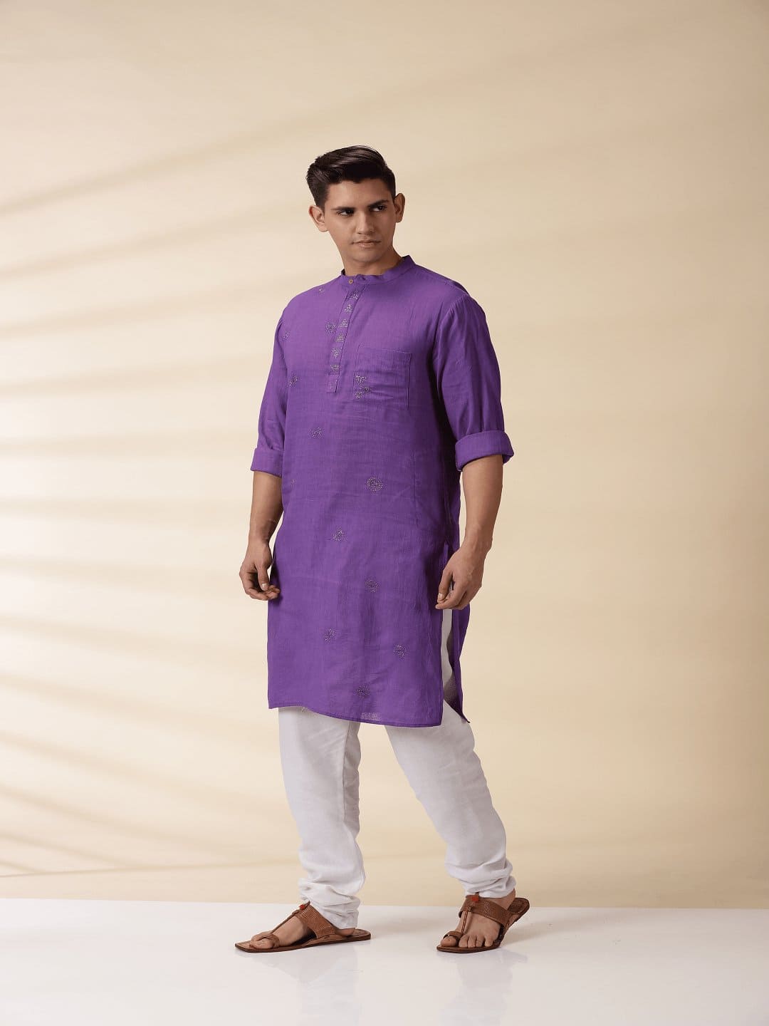 Purple Khadi Men Kurta - Charkha TalesPurple Khadi Men Kurta