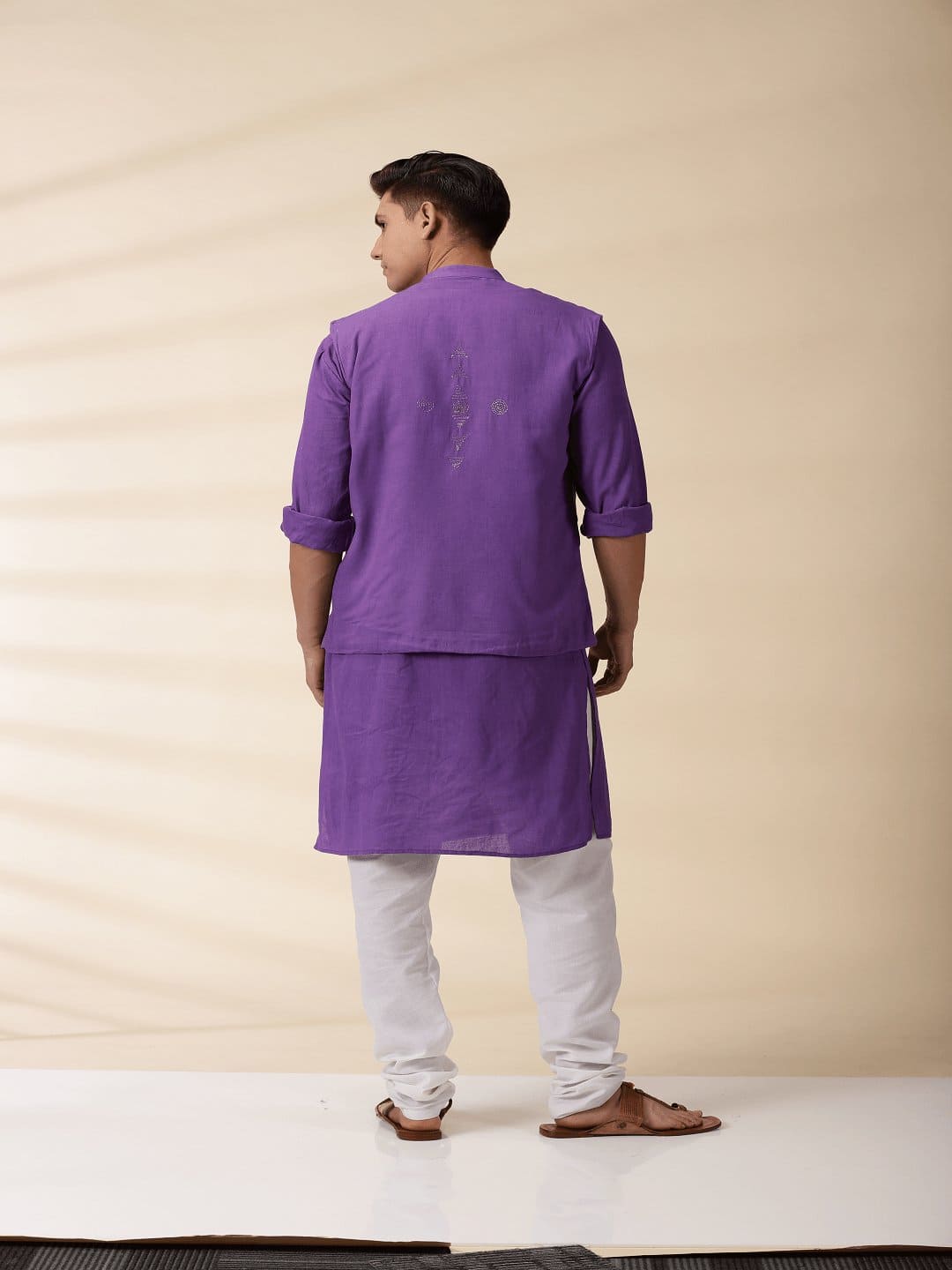 Purple Khadi Men Nehru Jacket - Charkha TalesPurple Khadi Men Nehru Jacket