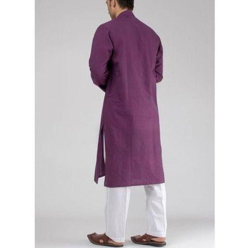 Purple Long Men Kurta Set - Charkha TalesPurple Long Men Kurta Set