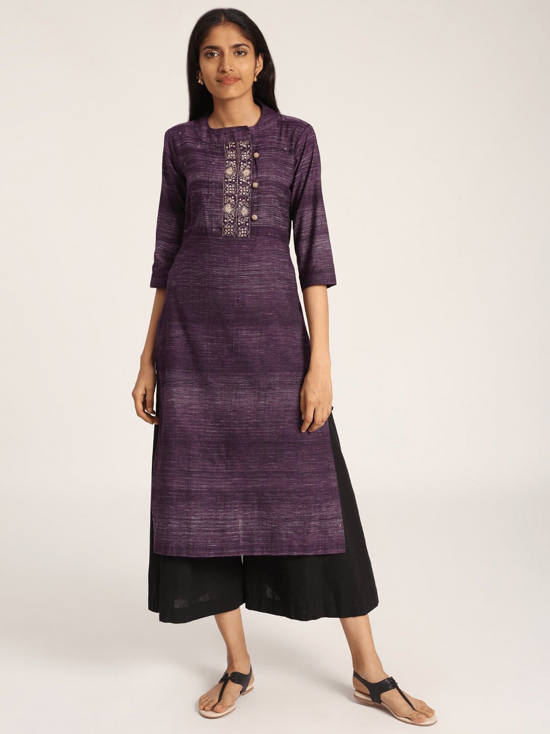 Purple Mukaish Work Women Kurta Set - Charkha TalesPurple Mukaish Work Women Kurta Set