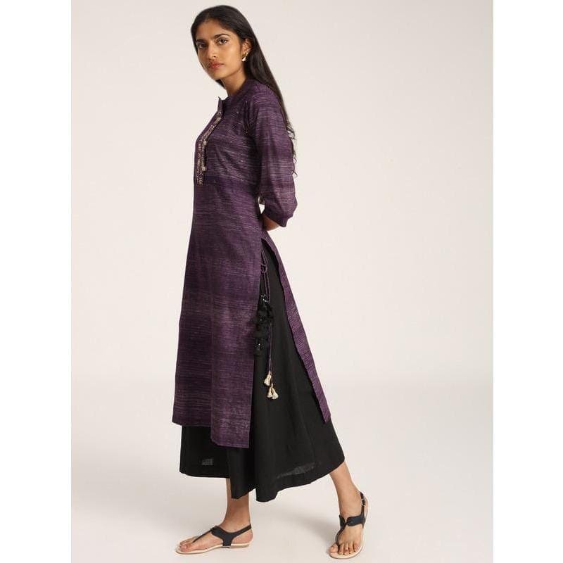 Purple Mukaish Work Women Kurta Set - Charkha TalesPurple Mukaish Work Women Kurta Set