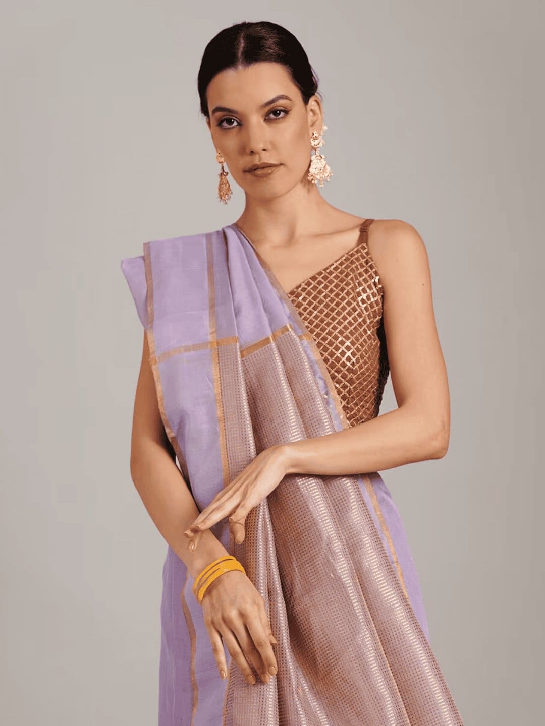 Purple Tusse Chanderi Saree - Charkha TalesPurple Tusse Chanderi Saree