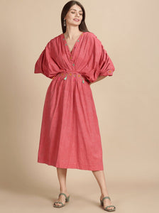Abstract Floral Kaaftan - Red