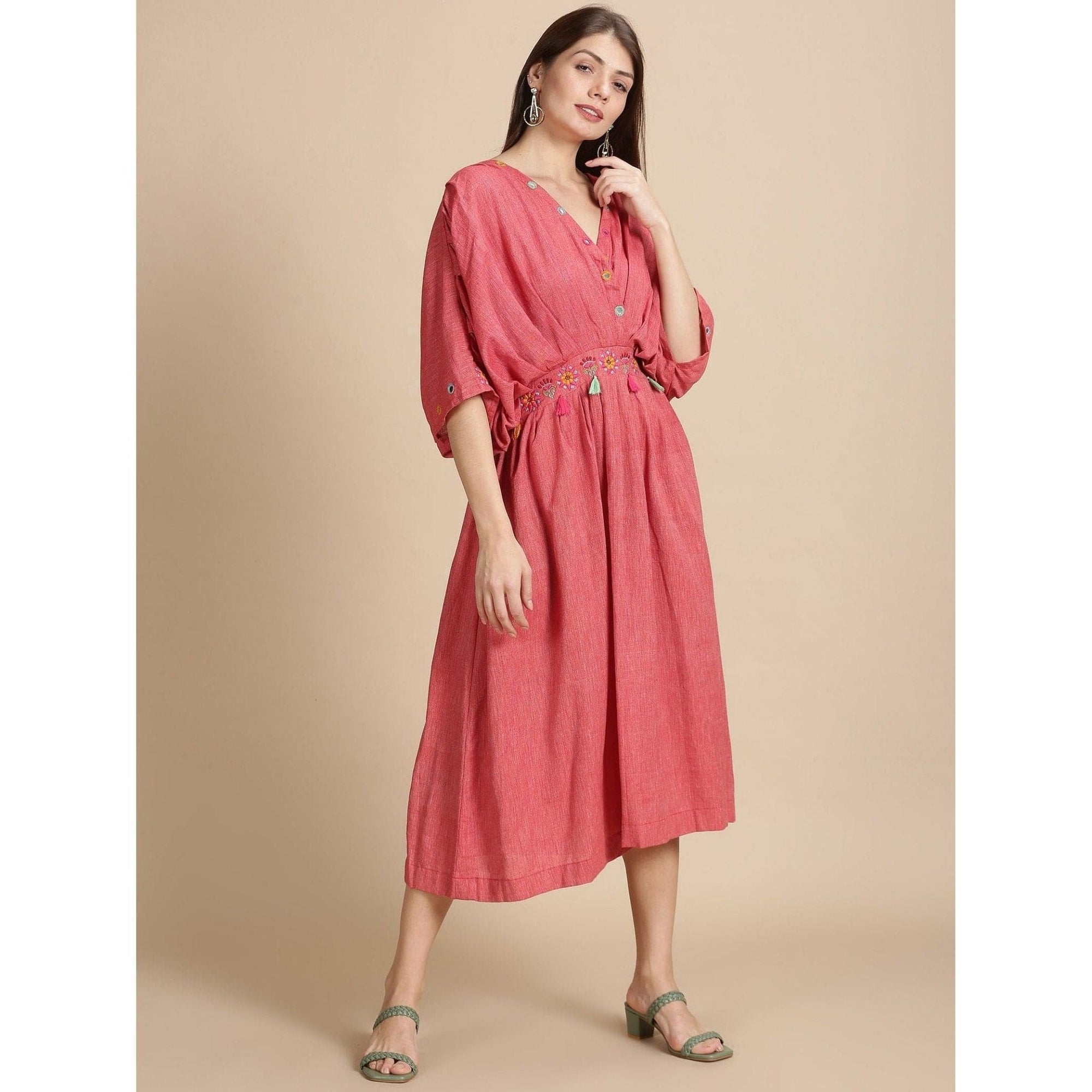 Red Abstract Floral KAaftan - Charkha TalesRed Abstract Floral KAaftan