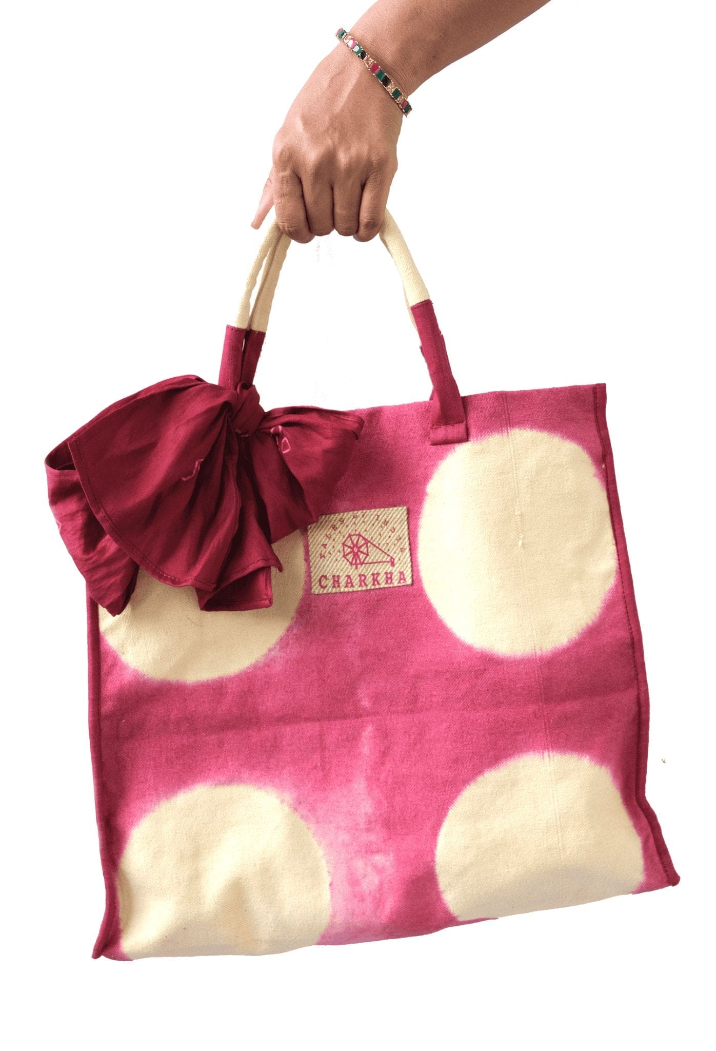 Red Tie Dye Tote Bag - Charkha TalesRed Tie Dye Tote Bag