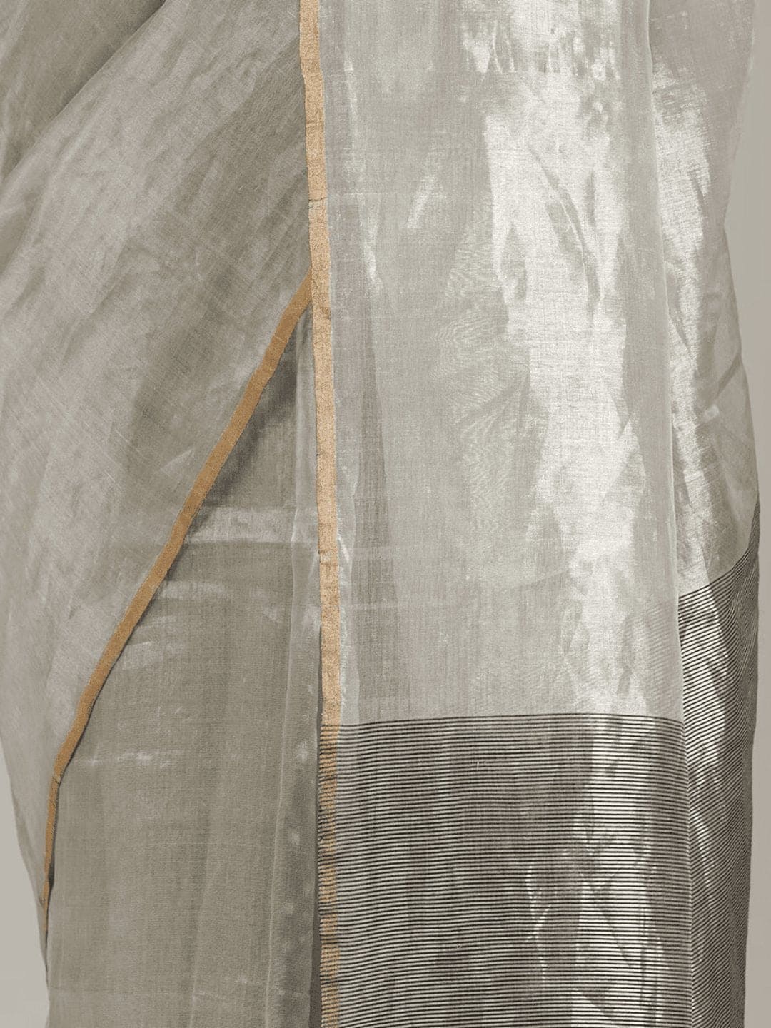 Silver Tissue Chanderi Saree - Charkha TalesSilver Tissue Chanderi Saree