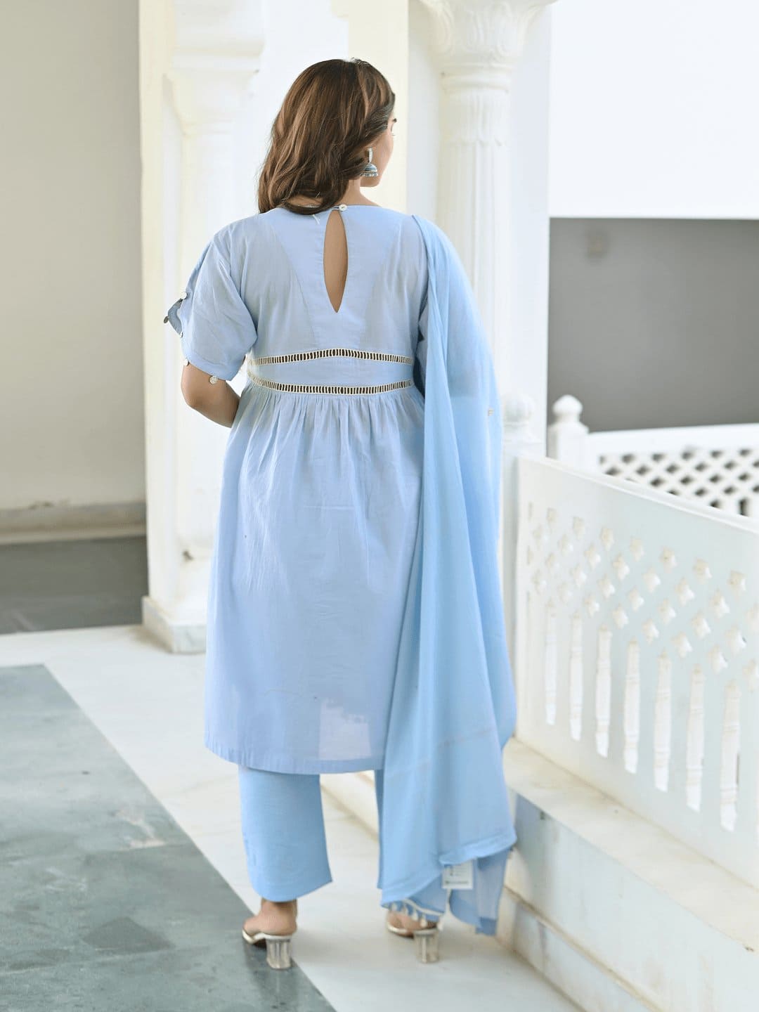 Sky Blue Chikankari Kurta Set - Charkha TalesSky Blue Chikankari Kurta Set