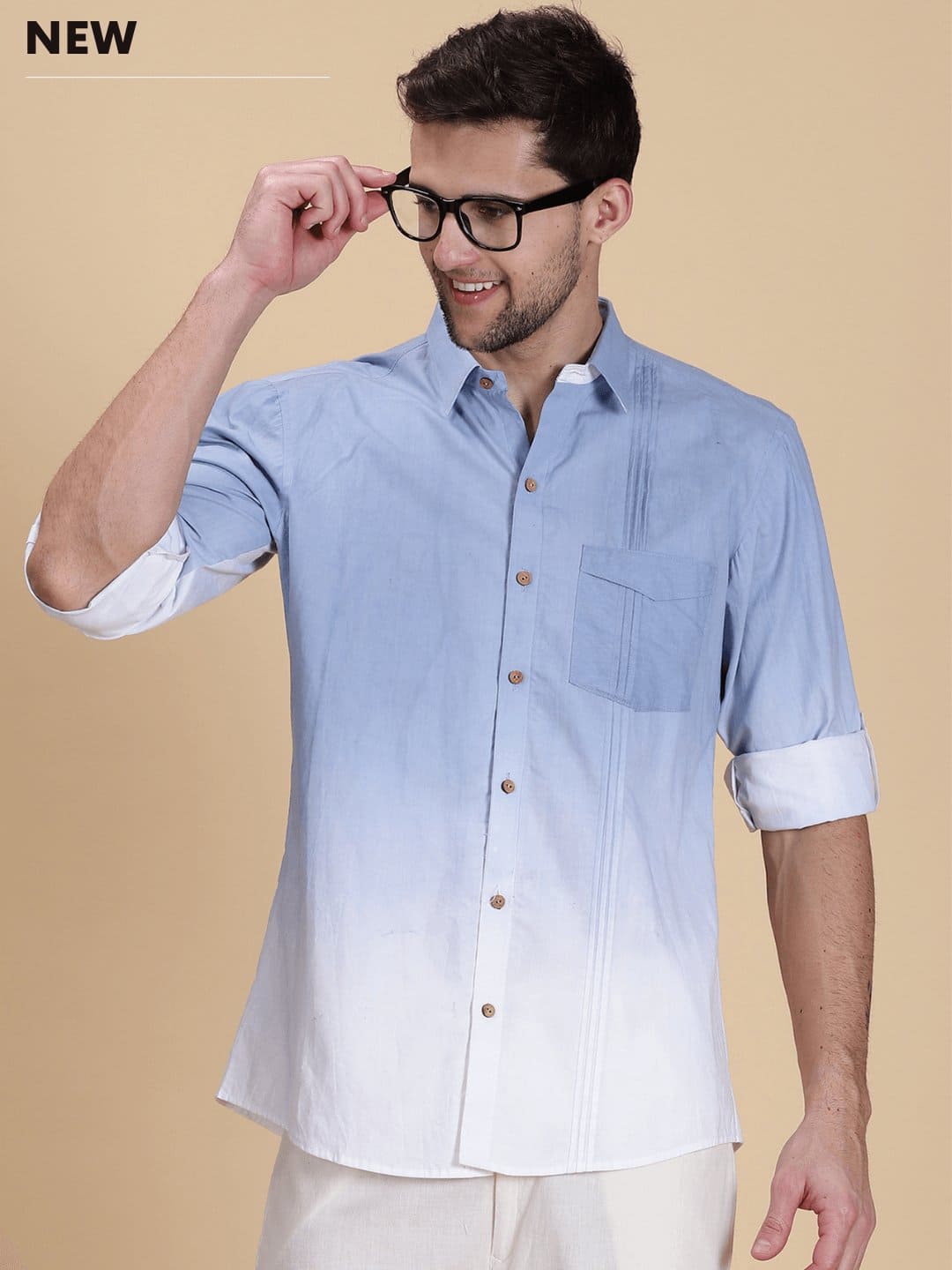 Sky Blue Men Hand Dyed Shirt - Charkha TalesSky Blue Men Hand Dyed Shirt