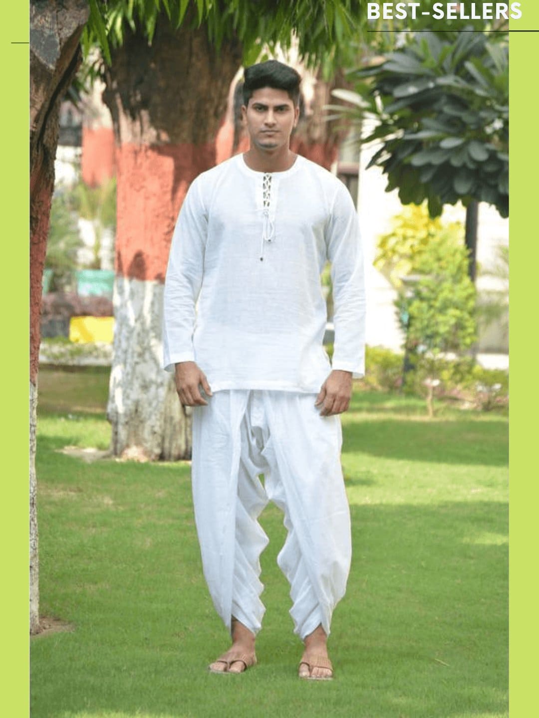 yoga dress for mens Men's Soft Cotton Kurta Dhoti Set