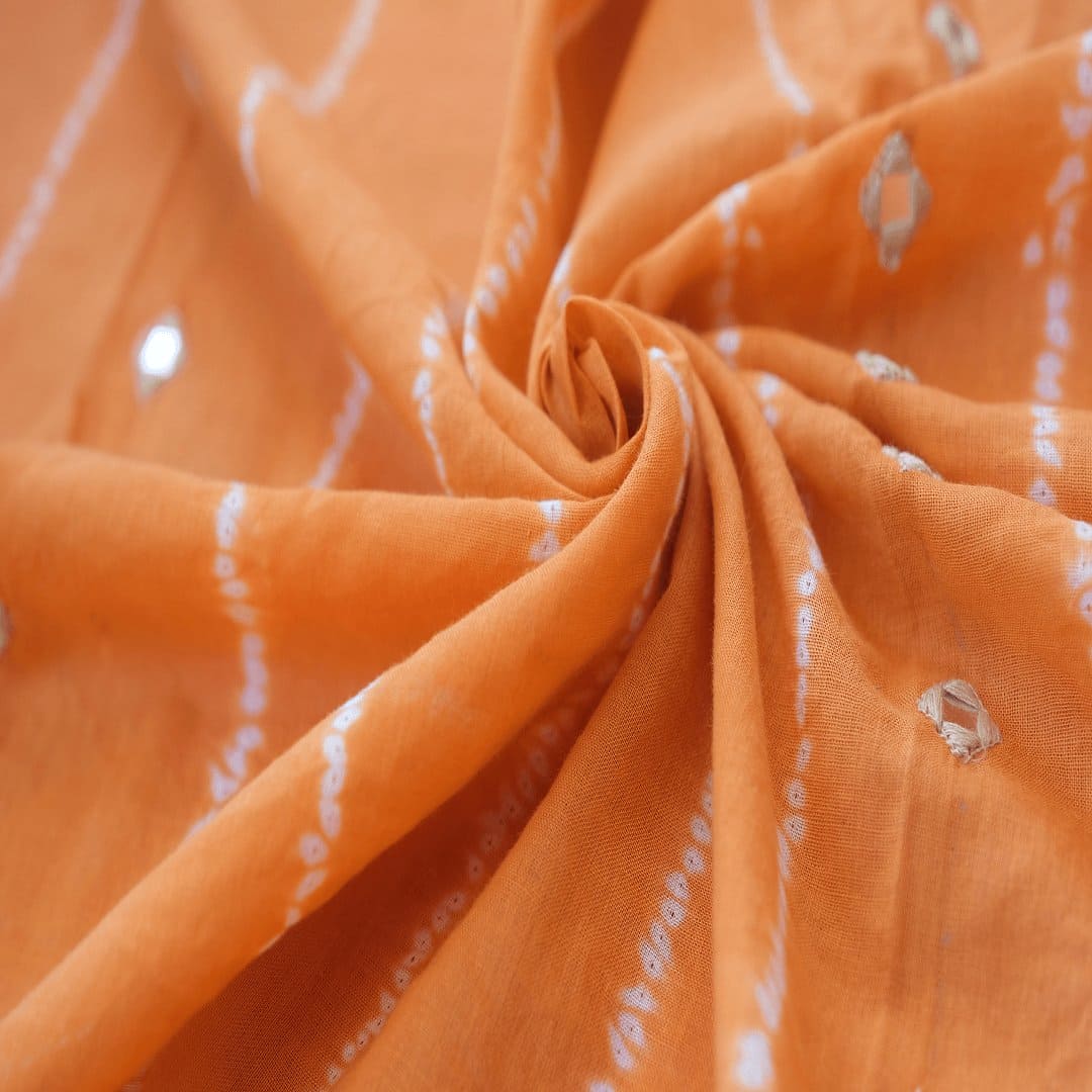 Tangerine Tie & dye Fabric - Charkha TalesTangerine Tie & dye Fabric