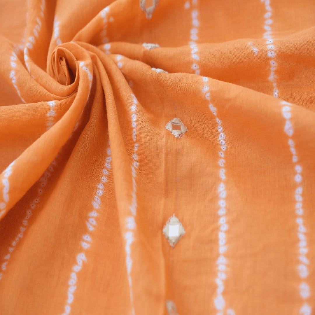 Tangerine Tie & dye Fabric - Charkha TalesTangerine Tie & dye Fabric