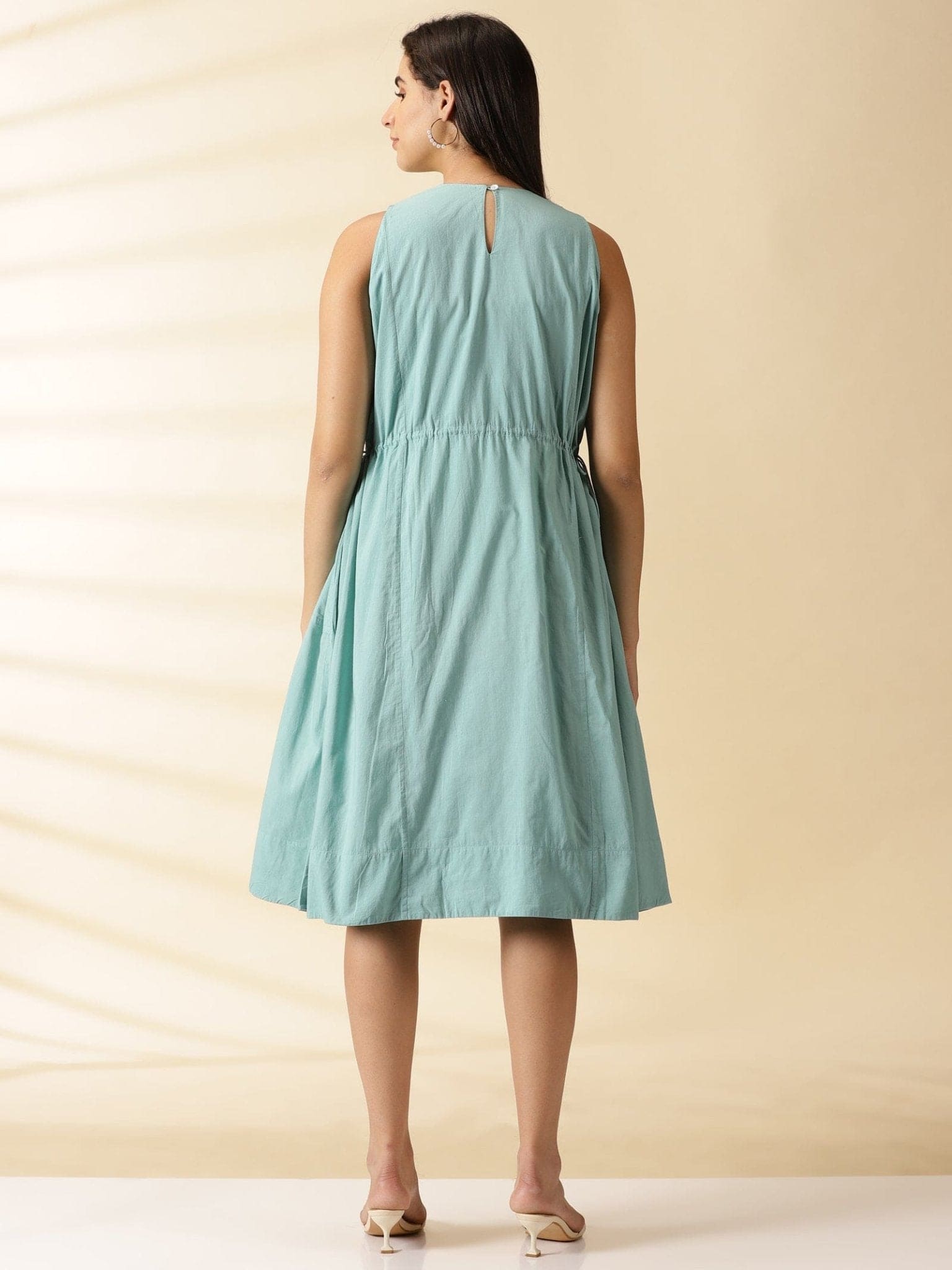 Turquoise Chikankari Cotton Dress - Charkha TalesTurquoise Chikankari Cotton Dress