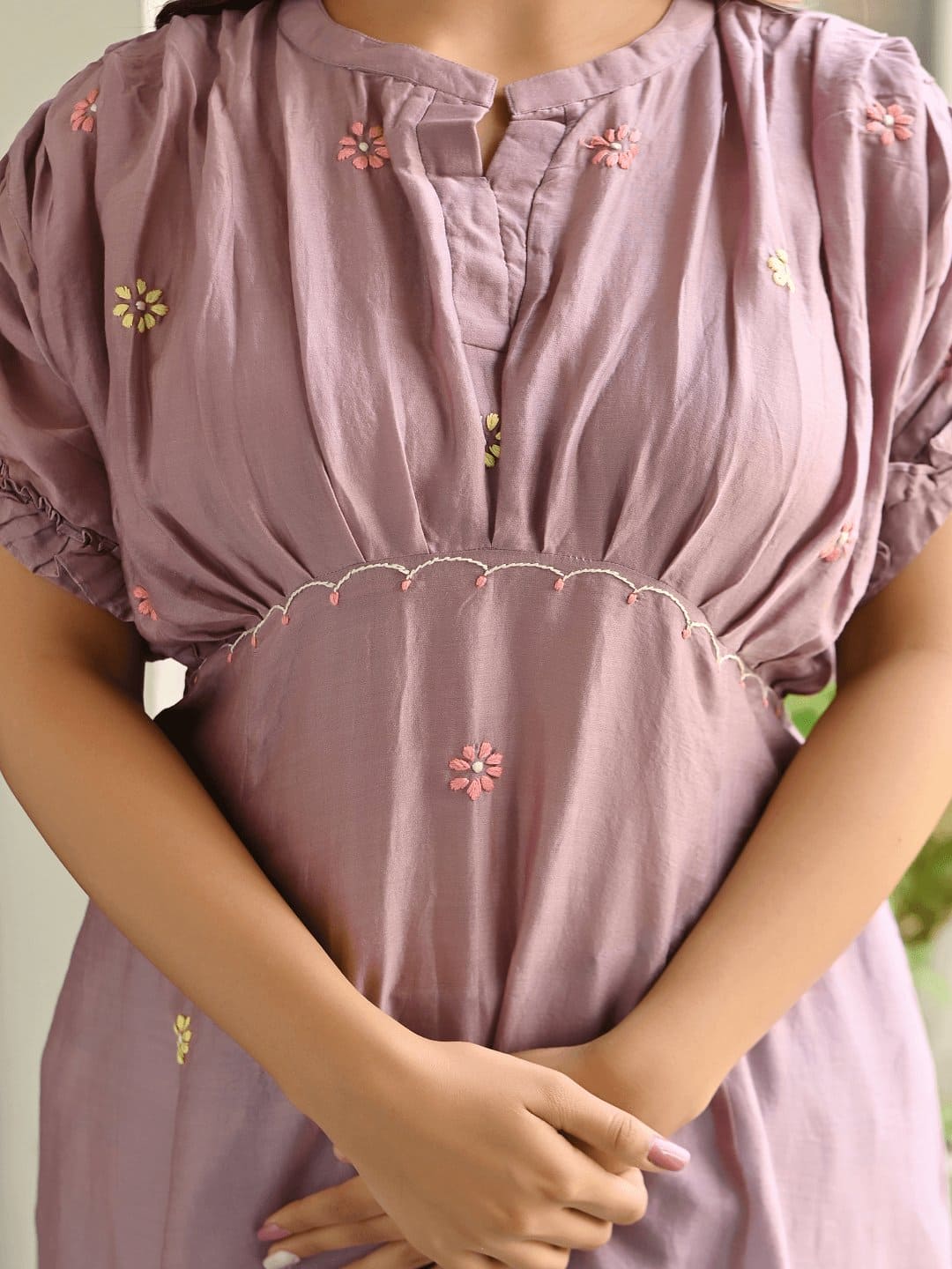 Light Purple Chikankari Dress | Handmade India Charkha Tales Light Purple Chikankari Dress | Handmade India Charkha Tales