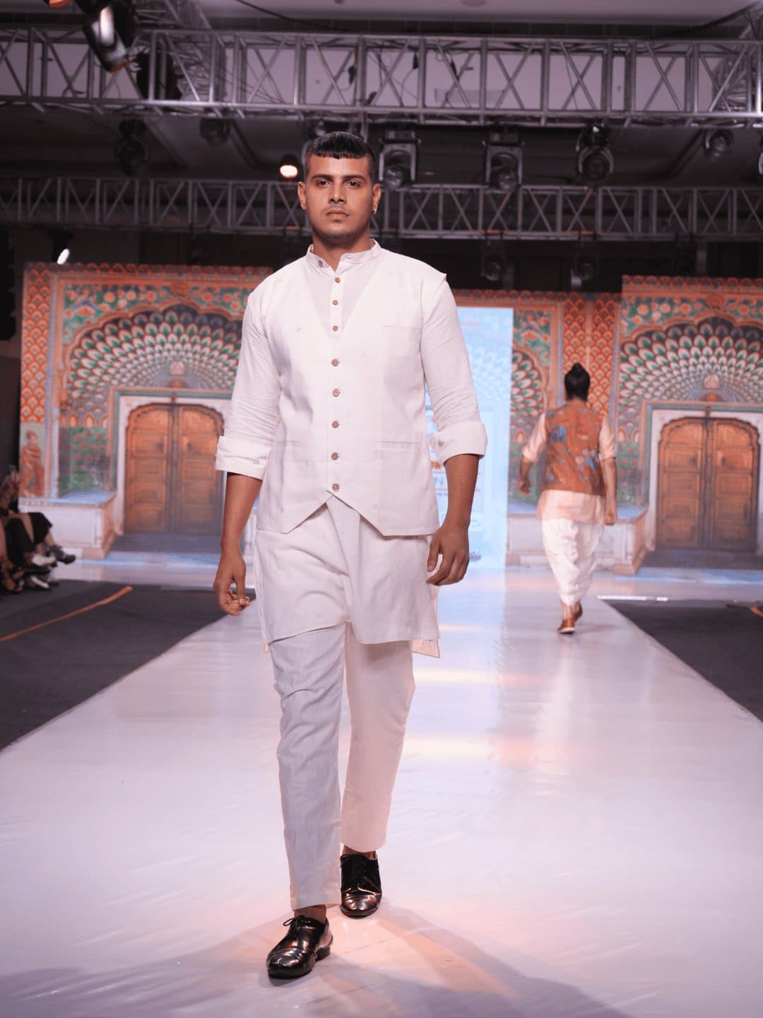 White Kantha Work Khadi Cotton Men Jacket - Charkha TalesWhite Kantha Work Khadi Cotton Men Jacket