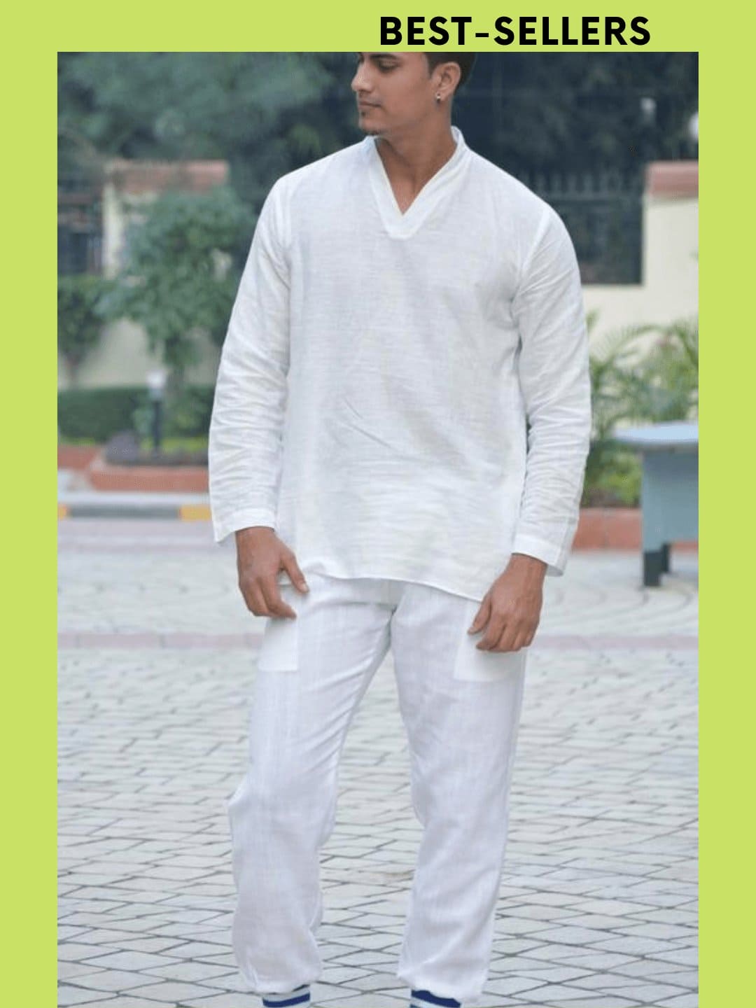 White Yoga Bengal Khadi Kurta Set - Charkha TalesWhite Yoga Bengal Khadi Kurta Set