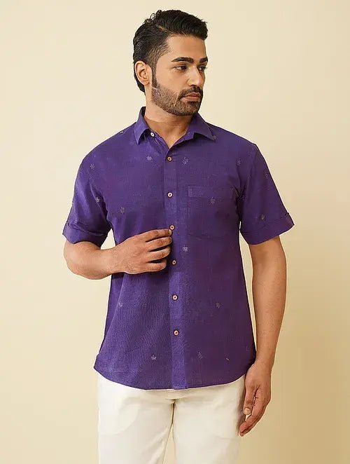 Wine Kantha Khadi Shirt - Charkha TalesWine Kantha Khadi Shirt