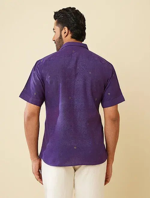 Wine Kantha Khadi Shirt - Charkha TalesWine Kantha Khadi Shirt