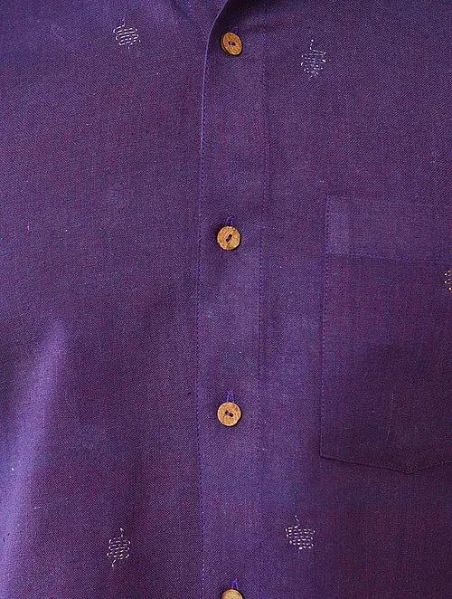 Wine Kantha Khadi Shirt - Charkha TalesWine Kantha Khadi Shirt