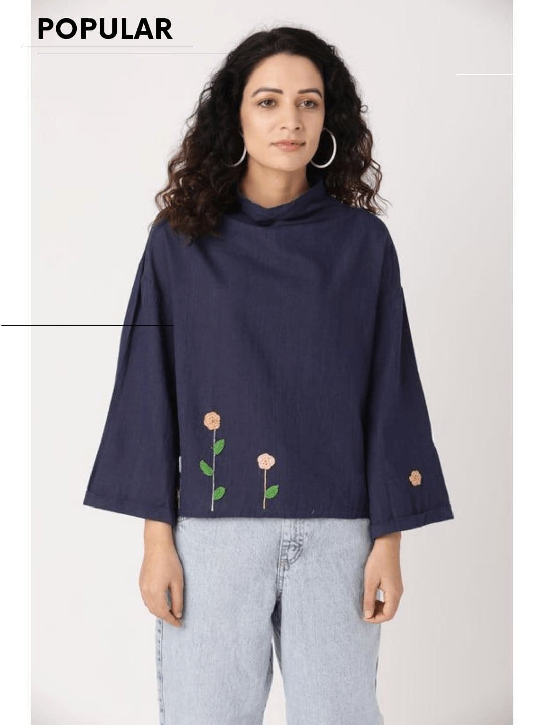 Women Blue Crochet Top - Charkha TalesWomen Blue Crochet Top