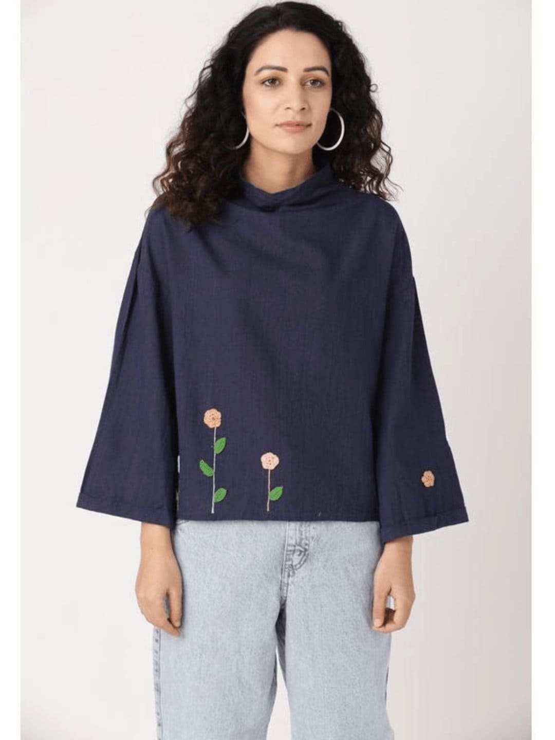 Women Blue Crochet Top - Charkha TalesWomen Blue Crochet Top
