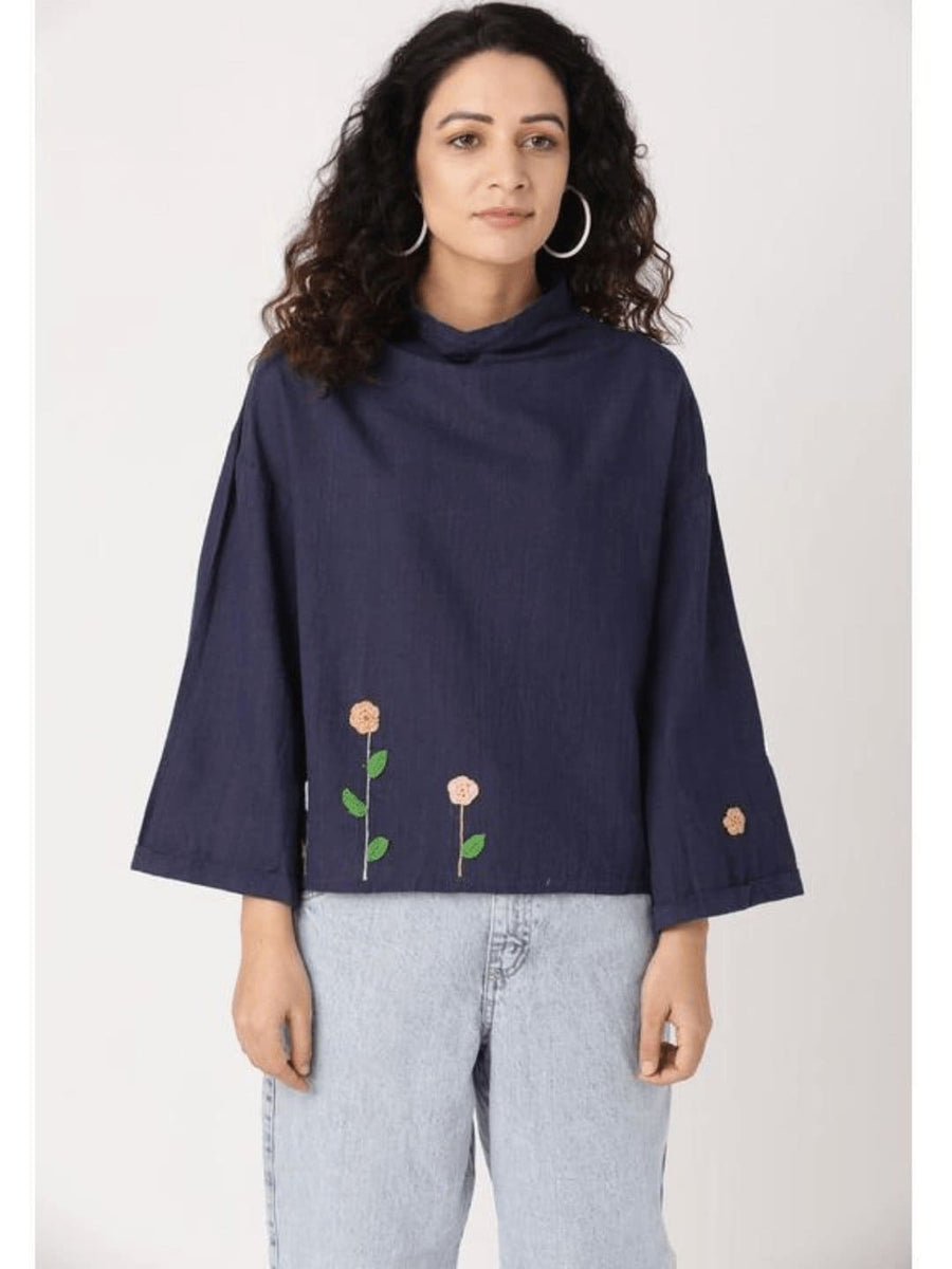 トップス THE SHISHIKUI Crochet / Navy open collar / NAVY – SHISHIKUI