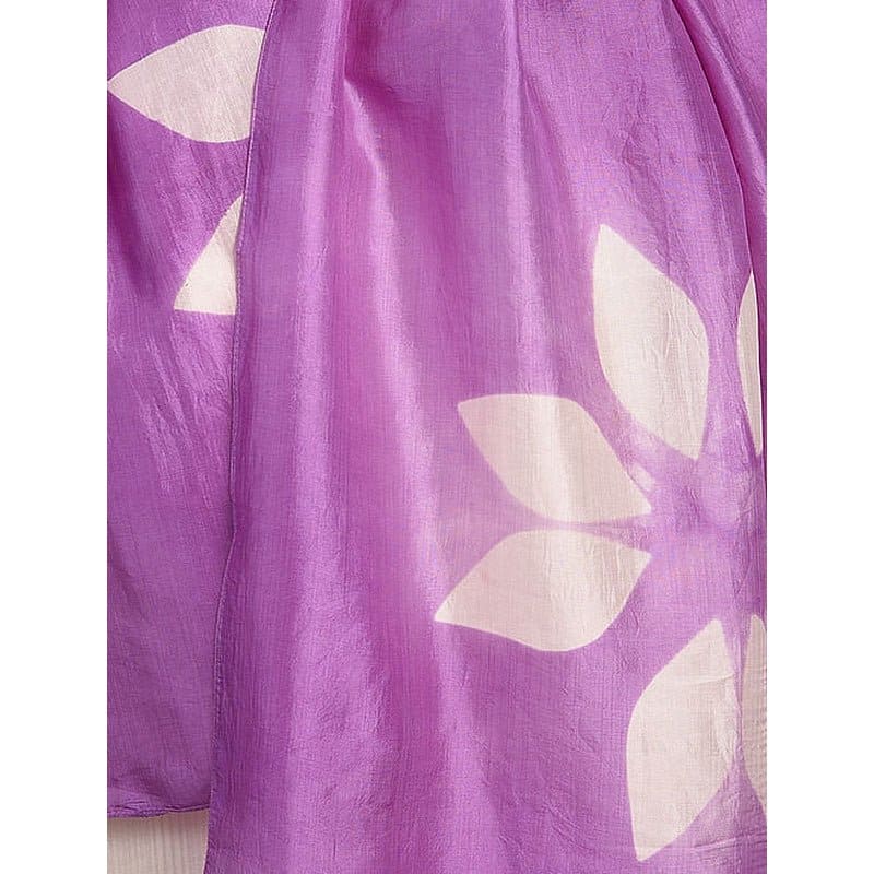 Women Lavender Clamp Dyed Silk Stole - Charkha TalesWomen Lavender Clamp Dyed Silk Stole