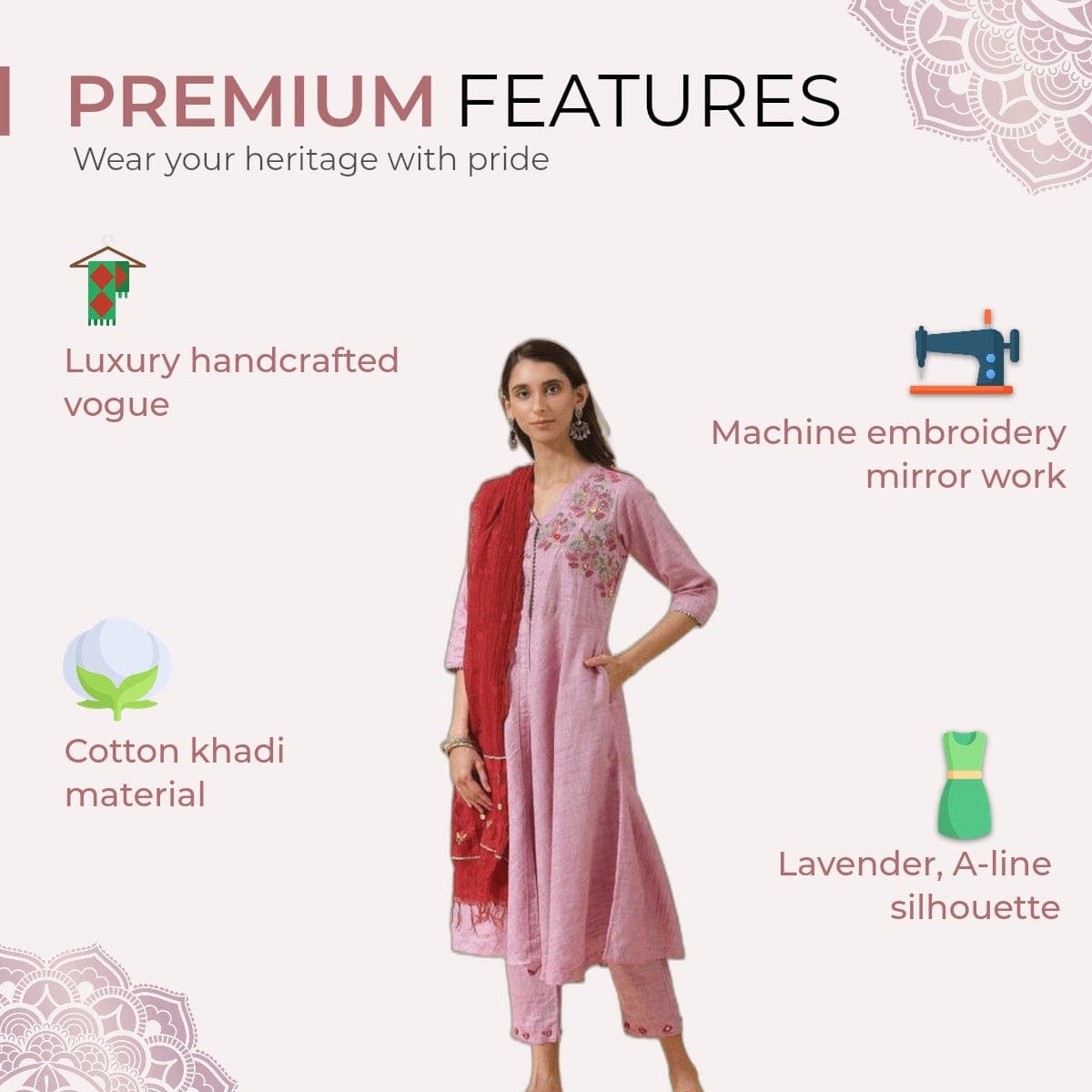 Women Mauve Colourfull Kurta Set - Charkha TalesWomen Mauve Colourfull Kurta Set